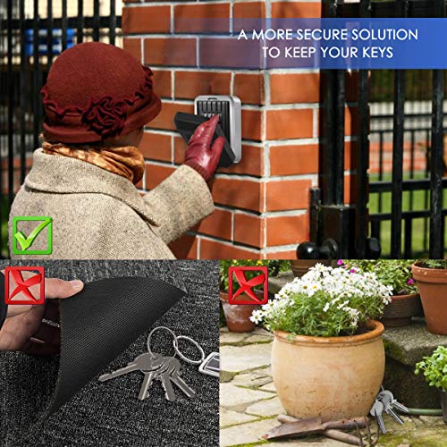 DERCLIVE 4 Digit Combination Key Lock Box Waterproof Resettable Wall Mounted Key Safe Box Storage Case for Home Office School Company