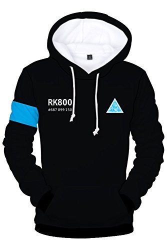 Detroit Become Human Connor RK800 - Chaqueta con capucha (talla L), color negro