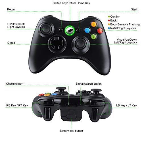 Dhaose - Mando inalámbrico de 2,4 GHz, gamepad mejorado con joystick para Xbox 360, Xbox Slim 360 y ordenadores con Windows 7, 8 y 10