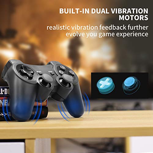 Dhaose Mando Inalámbrico para PS3, Controller Bluetooth con Doble Vibración, Wireless Rechargable Bluetooth Gamepad Remote Joystick Controller Gamepad para Playstation 3