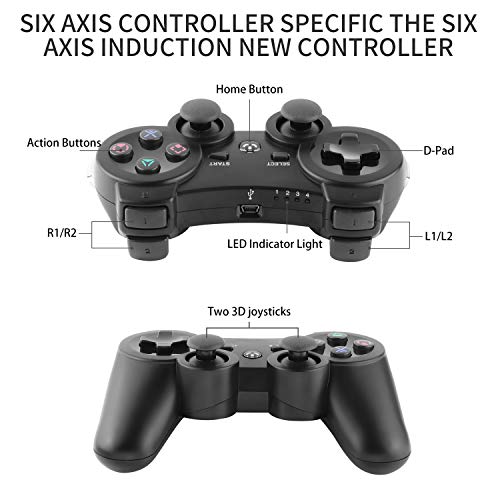Dhaose Mando Inalámbrico para PS3, Controller Bluetooth con Doble Vibración, Wireless Rechargable Bluetooth Gamepad Remote Joystick Controller Gamepad para Playstation 3