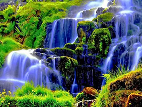 Diamante pintura cascada cuadrado completo diamantes de imitación bordado venta mosaico punto de cruz paisaje 5D DIY decoración del hogar A15 50x70cm