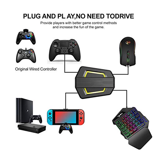 Dibiao Conversor de Teclado Y Ratón + Juego de Teclado + Ratón Compatible con Ps4 / Xbox One / Ps3 / Xbox 360 / N-Switch