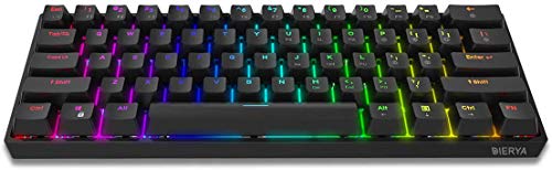 Dierya DK61E Teclado mecánico para Juegos al 60%, Interruptor óptico Gateron con retroiluminación RGB, Teclado PBT con Cable Impermeable Compacto 61 Teclas Completas programable（Interruptor marrón）