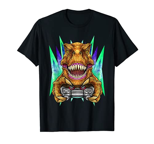 Dinosaur Gamer Gaming Online Videojuego T-Rex Camiseta