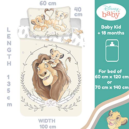 Disney Juego de ropa de cama para bebé, 100% algodón, 100 x 135 cm