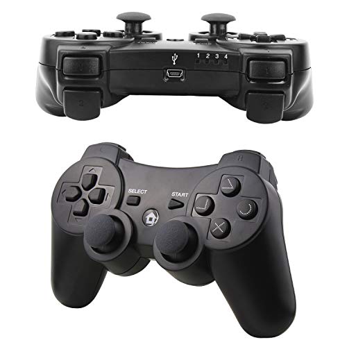 Diswoe Mando Inalámbrico para PS3 Controller Bluetooth con Función SIXAXIS y Doble Vibración, Wireless Rechargable Bluetooth Gamepad Remote Joystick Controller Gamepad para Sony PS3 Playstation 3