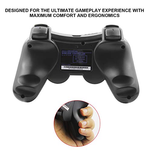 Diswoe Mando Inalámbrico para PS3 Controller Bluetooth con Función SIXAXIS y Doble Vibración, Wireless Rechargable Bluetooth Gamepad Remote Joystick Controller Gamepad para Sony PS3 Playstation 3