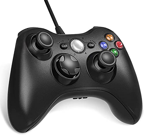 Diswoe Xbox 360 Mando de Gamepad, Controlador Mando USB de Xbox 360 con Vibración, mando de diseño ergonómico mejorado para Xbox 360 Slim y PC con Windows XP / Vista / 7/8 / 8.1 / 10