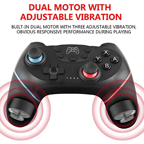 Diswoee Mando Compatible para Nintendo Switch, Wireless Bluetooth Pro Controller Inalámbrico Apoya Vibración, Turbo y Giroscopio, Controlador Compatible con Nintendo Switch/Switch Lite/PC