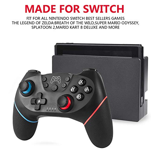 Diswoee Mando Compatible para Nintendo Switch, Wireless Bluetooth Pro Controller Inalámbrico Apoya Vibración, Turbo y Giroscopio, Controlador Compatible con Nintendo Switch/Switch Lite/PC