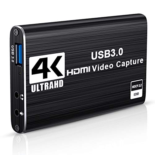 DIWUER Capturadora de Video Audio HDMI, 4K HDMI a USB3.0 Convertidor 1080P 60FPS, Edite Video Audio/Juego/Transmisión Capture para PS4 PS5, Nintendo Switch, Wii, Xbox One