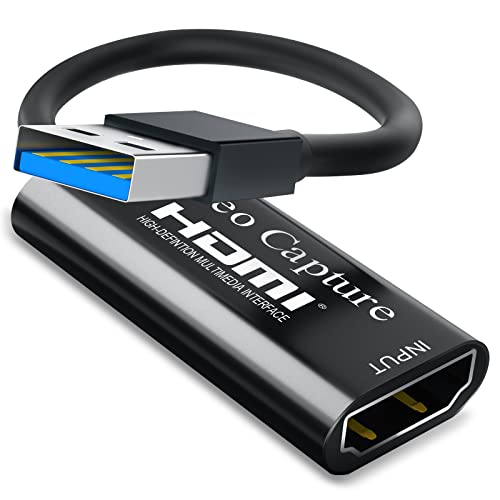 DIWUER Capturadora de Video HDMI, 4K HDMI a USB 3.0 Convertidor Video Audio HDMI Vídeo Game Capture 1080P 60FPS para Edite Video, Juego, Transmisión, Enseñanza en línea