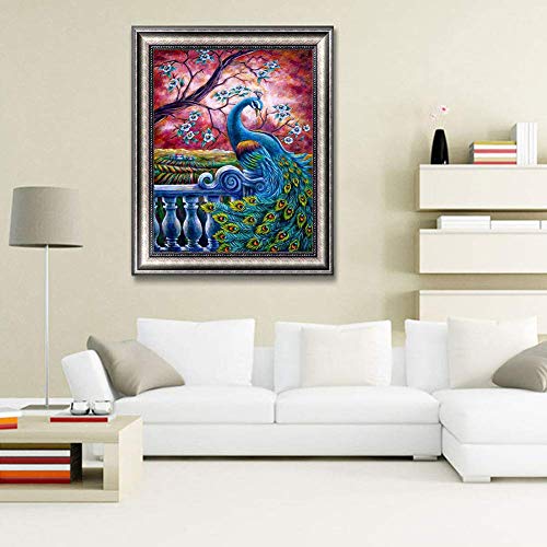 Diy 5D Diamante Pintura Kit,Pavo real Diamond Painting 40x50cm,bordado cuadros punto de cruz kit, manualidades para decoración del hogar