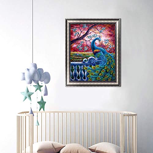 Diy 5D Diamante Pintura Kit,Pavo real Diamond Painting 40x50cm,bordado cuadros punto de cruz kit, manualidades para decoración del hogar