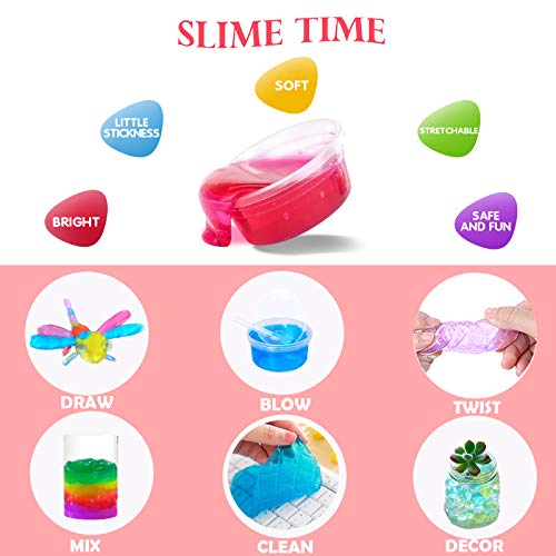 DIY Slime Kit - 24 Colores Kit de Slime Esponjoso con 48 brillantinas, Suministros de Slime Claro para niños, Incluye Arcilla Seca al Aire, rebanadas de Frutas y Herramientas