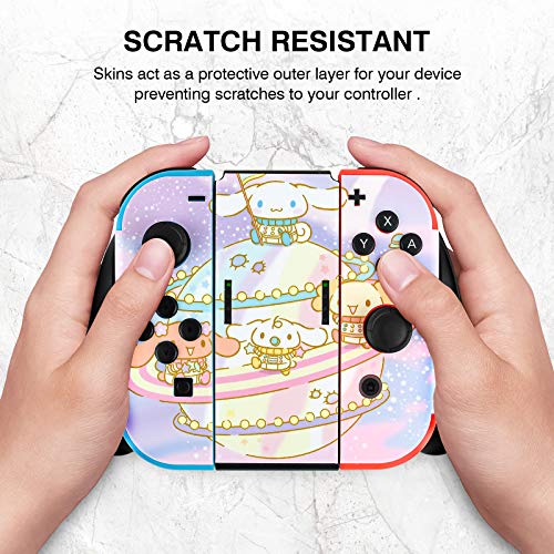 DLseego Compatible with Switch Skin Stickers, Conjunto Completo de Pegatinas Cubierta Adhesiva Dibujos Linda Animados Cinnamon Dog Kit de protección para Switch Consola Joy-con-Púrpura