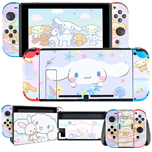 DLseego Compatible with Switch Skin Stickers, Conjunto Completo de Pegatinas Cubierta Adhesiva Dibujos Linda Animados Cinnamon Dog Kit de protección para Switch Consola Joy-con-Púrpura