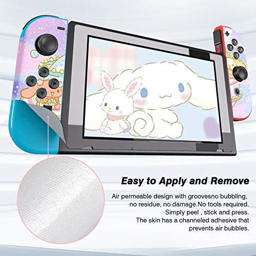 DLseego Compatible with Switch Skin Stickers, Conjunto Completo de Pegatinas Cubierta Adhesiva Dibujos Linda Animados Cinnamon Dog Kit de protección para Switch Consola Joy-con-Púrpura