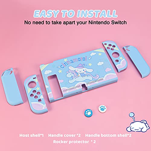 DLseego Funda Protectora para Switch, Funda Acoplable de TPU Mate Funda Resistente a los Golpes con 2 Tapas Suaves de Silicona para la Consola Switch y Joy-con - Azul