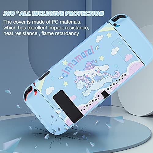 DLseego Funda Protectora para Switch, Funda Acoplable de TPU Mate Funda Resistente a los Golpes con 2 Tapas Suaves de Silicona para la Consola Switch y Joy-con - Azul