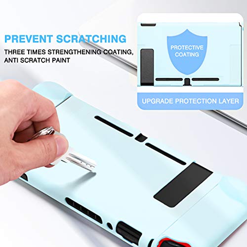 DLseego Switch - Funda protectora completa compatible con controladores de interruptor Joy-Con con protector de pantalla de cristal, anti-arañazos [Baby Skin Touch] Grip Cover - Azul
