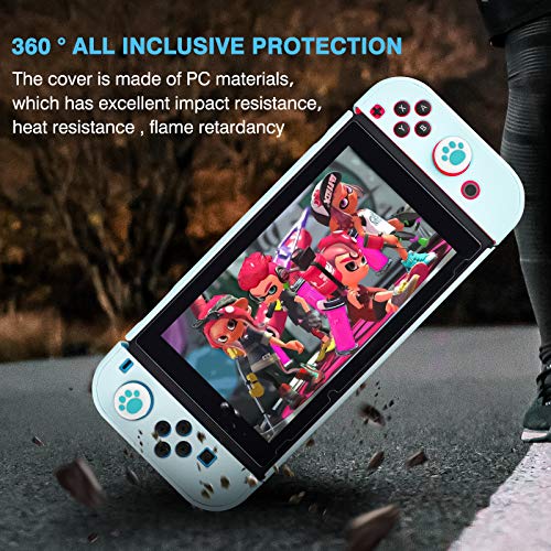 DLseego Switch - Funda protectora completa compatible con controladores de interruptor Joy-Con con protector de pantalla de cristal, anti-arañazos [Baby Skin Touch] Grip Cover - Azul