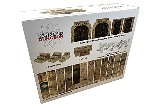 DnD Dungeon Terrain RPG – Alfombrillas de batalla 3D para juegos de rol, configuración rápida de azulejos de mapa y almacenamiento fácil con cuadrícula cuadrada de Mazmorras y dragones Templo
