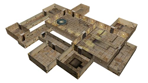 DnD Dungeon Terrain RPG – Alfombrillas de batalla 3D para juegos de rol, configuración rápida de azulejos de mapa y almacenamiento fácil con cuadrícula cuadrada de Mazmorras y dragones Templo