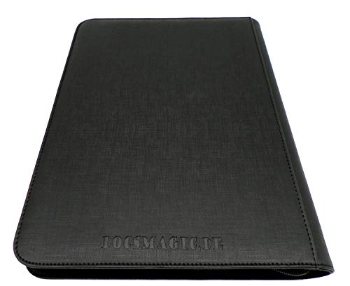 docsmagic.de 3-Ring Premium Zip-Album Black + 25 18-Pocket Sideloading Pages - Álbum para Tarjetas + Pagina - Negra - PKM - YGO - MTG