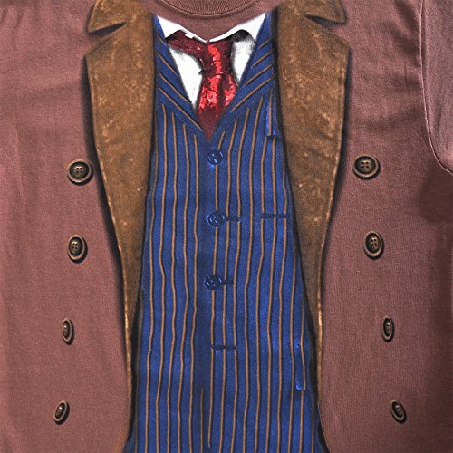 Doctor Who 10th Doctor Camiseta Marrón M, 100% algodón, Corte Normal
