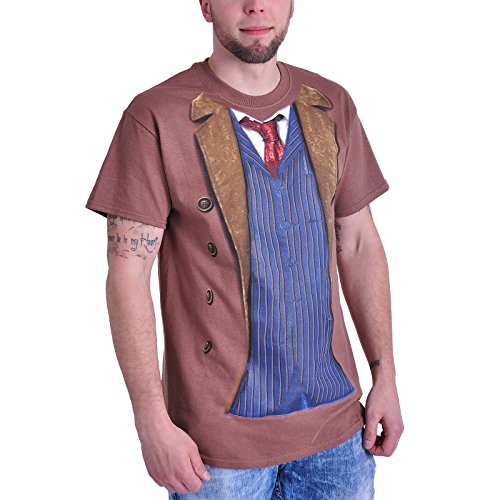 Doctor Who 10th Doctor Camiseta Marrón S, 100% algodón, Corte Normal