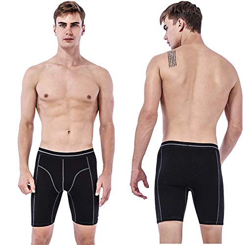 DODOMIAN Calzoncillos tipo bóxer para hombre, paquete de 4 calzoncillos de algodón sin montar, ropa interior abierta con bolsa (paquete de 4: negro, gris, azul, blanco, XL)