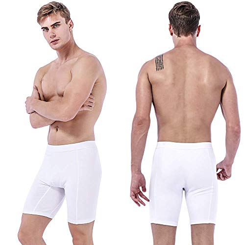 DODOMIAN Calzoncillos tipo bóxer para hombre, paquete de 4 calzoncillos de algodón sin montar, ropa interior abierta con bolsa (paquete de 4: negro, gris, azul, blanco, XL)
