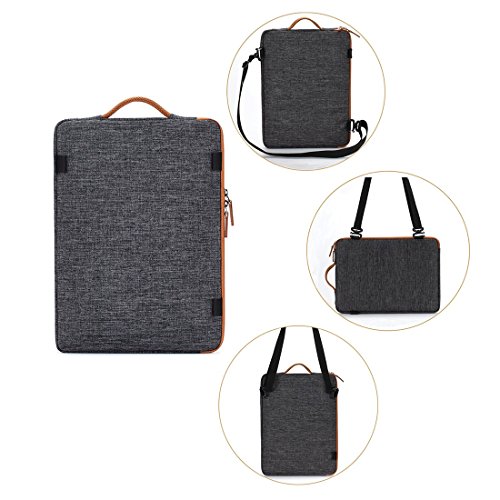 DOMISO 14 Pulgadas Funda Protectora Bolso de Bandolera para Ordenadores Portatiles Tableta 14 Pulgadas/Ultrabook/Apple/Lenovo/Acer/ASUS/HP/DELL/Toshiba, con Puerto de Carga USB, Gris Oscuro