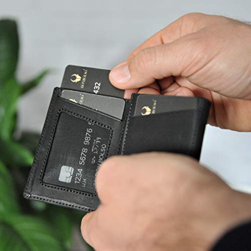 DONBOLSO Wallet 2 - Cartera Delgada con Monedero, con Protección RFID, hasta 12 Tarjetas, Unisex, Color Negro