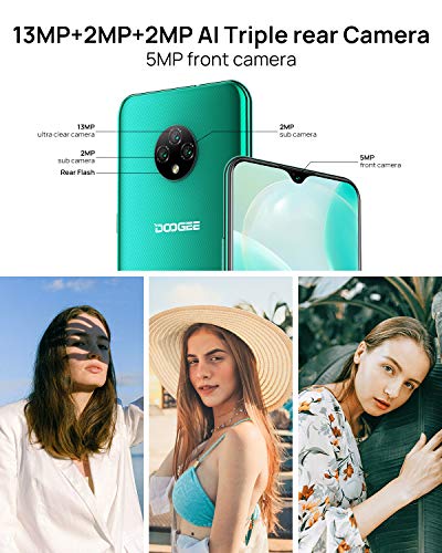 DOOGEE X95 PRO [2021] 4GB RAM+32GB ROM Movil 4G, 4350mAh Android 10 Moviles Libres Baratos, Pantalla 6,52 Pulgadas 19:9, 4G Smartphone Helio A20, Triple Cámara 13MP+ cámara frontal 5MP, Face ID -Verde