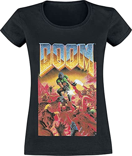 Doom Classic Boxart Mujer Camiseta Negro M, 100% algodón, Regular