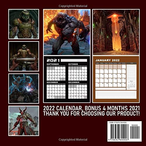 DOOM Eterna Calendar 2022: January 2022 - December 2022 OFFICIAL Squared Monthly Calendar, 12 Months | BONUS 4 Months 2021