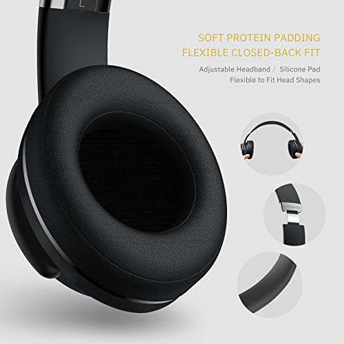 DOQAUS Auriculares Inalámbricos Diadema,52 Hrs de Reproducción Auriculares Bluetooth con 3 Modos EQ y Hi-Fi Sonido,Cascos Inalambricos con Micrófono y 40mm Controlador,para Móviles/Xiaomi/TV/PC-Negro