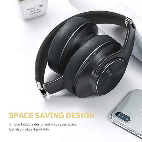 DOQAUS Auriculares Inalámbricos Diadema,52 Hrs de Reproducción Auriculares Bluetooth con 3 Modos EQ y Hi-Fi Sonido,Cascos Inalambricos con Micrófono y 40mm Controlador,para Móviles/Xiaomi/TV/PC-Negro