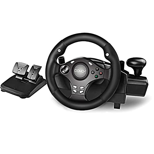 DOYO Volante de Carreras Juegos con Pedales y Palanca de Cambios 270 Grados Volante para Simulador de Conduccion para PS5, PC, PS 3, Xbox 360, PS4, Xbox ONE, Android, Nintendo Switch