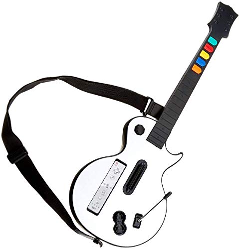 DOYO Wii Guitar Hero Guitarra Blanco Wii Juegos y Rock Band Game para Guitarra Inalámbrica, Controlador de Guitarra Wii Desmontable