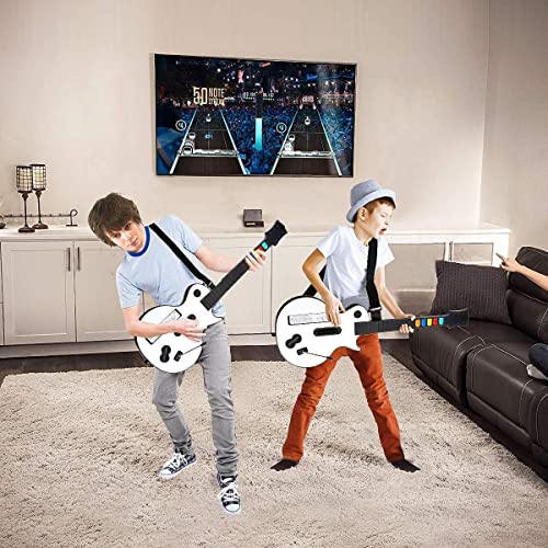 DOYO Wii Guitar Hero Guitarra Blanco Wii Juegos y Rock Band Game para Guitarra Inalámbrica, Controlador de Guitarra Wii Desmontable