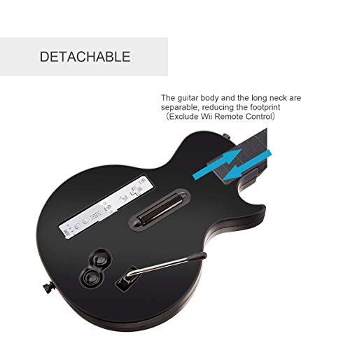 DOYO Wii Guitar Hero Guitarra Negro Wii Juegos y Rock Band Game para Guitarra Inalámbrica, Controlador de Guitarra Wii Desmontable