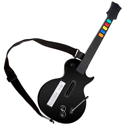 DOYO Wii Guitar Hero Guitarra Negro Wii Juegos y Rock Band Game para Guitarra Inalámbrica, Controlador de Guitarra Wii Desmontable