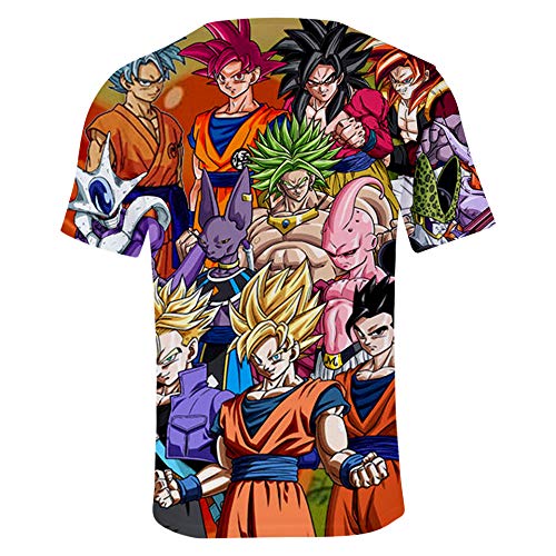 Dragon Ball Niños Niña Camiseta 3D Impresión Moda Tshirt Manga Corta (6,150)