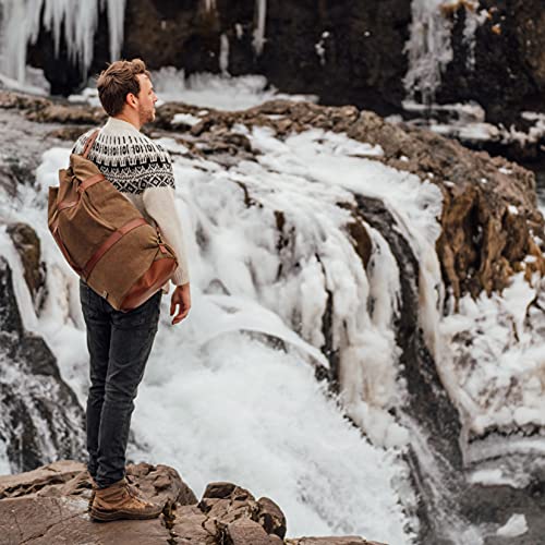 DRAKENSBERG Duffel Bag - Petate Marinero y Mochila de Viaje, Grande, de diseño Naval Vintage, Hecha a Mano, 60 L, Lona y Cuero, Verde Oliva, DR00125