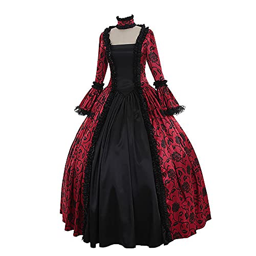 DSFSDF Vestido Victoriano gótico para Mujer con Cordones en la Cintura de Talla Grande para Halloween Cosplay Disfraz Medieval