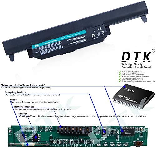DTK Batería para ASUS R500V A45 A55 A75 K45 K55 K75 R400 R500 R700 U57 X45 X55 X75 P/N A32-K55 A33-K55 A41-K55 A42-K55 Baterías portátiles y netbooks 10.8V 5200mAh